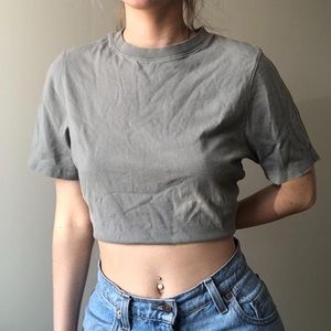 Pastel green mix crop t-shirt